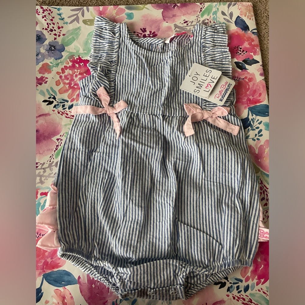 Ruffle butts seersucker striped ruffle romper - Picture 2 of 7